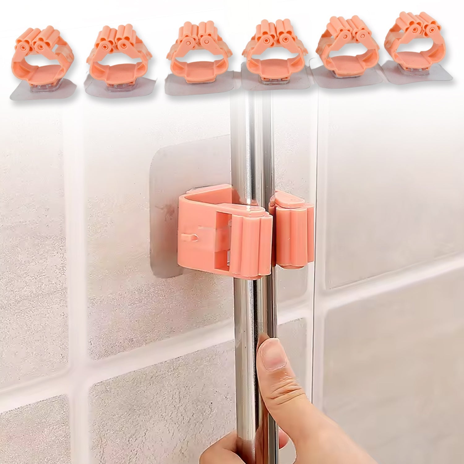 17869 Broom Holder Wall Mounted, Mop and Broom Holder Broom Organizer Grip Clips, No Drilling, Wall Mounted Storage Rack Storage & Organization for Kitchen, Bathroom, Garden (6 Pcs Set) 17869 Broom Holder Wall Mounted, Mop and Broom Holder Broom Organizer Grip Clips, No Drilling, Wall Mounted Storage Rack Storage & Organization for Kitchen, Bathroom, Garden (6 Pcs Set)